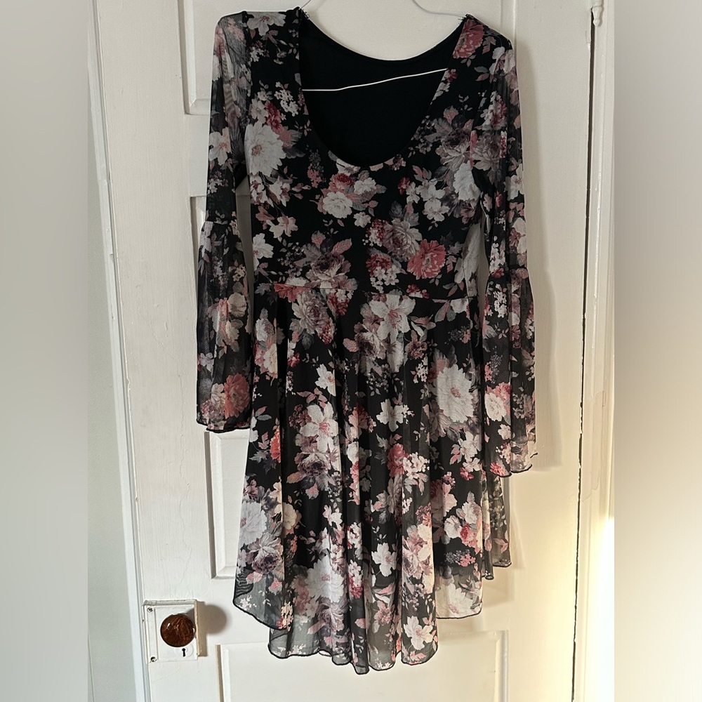 Floral Black and Pink Women's Dress